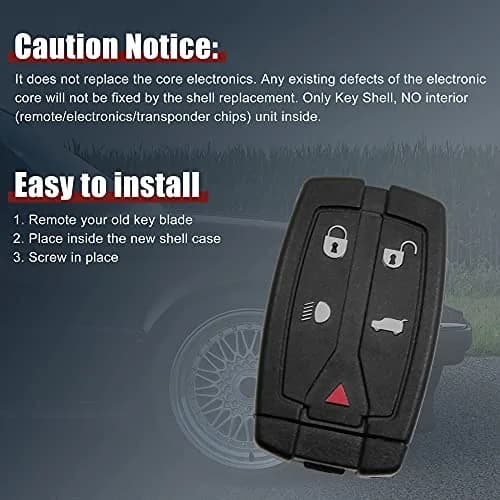 uxcell 5 Button Key Fob Shell Case for Land Rover Freelander Discovery 2 - Black | Aftermarket Replacement thumbnail 6