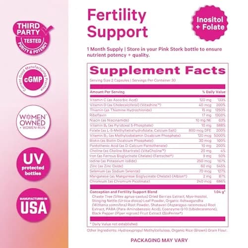 Pink Stork Fertility Supplements for Women, 60 Capsules | Supports Conception & Hormone Balance thumbnail 6