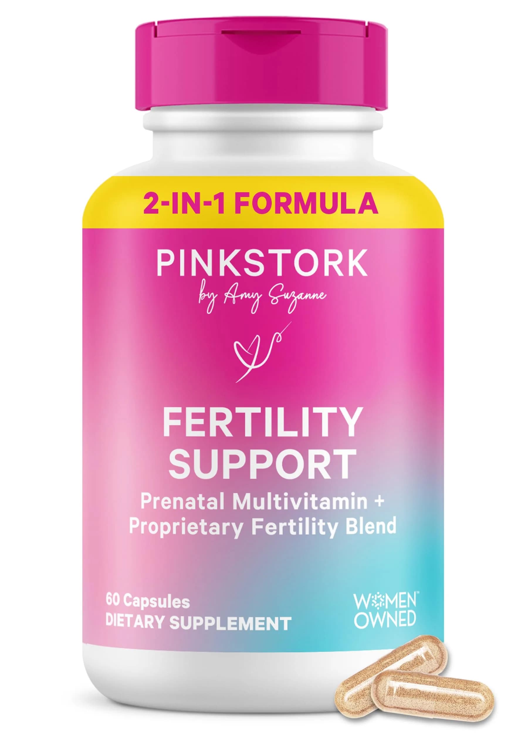 Pink Stork Fertility Supplements for Women, 60 Capsules | Supports Conception & Hormone Balance — White