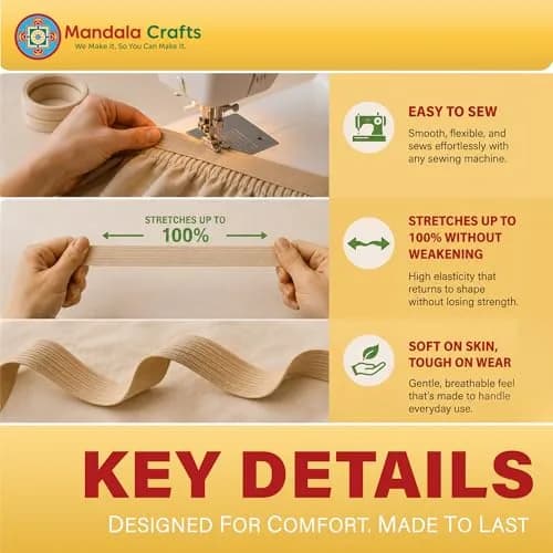 Mandala Crafts 20 Yards 1/2 Inch 12mm Maroon Elastic Bands for Sewing | Resilient & Soft Flat Elastic Cord thumbnail 3