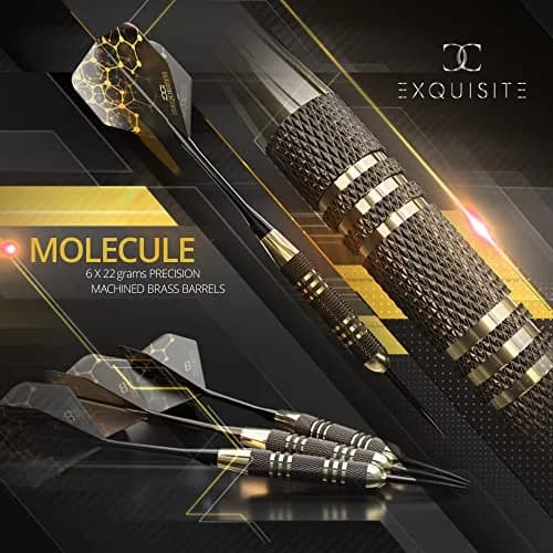 CC-Exquisite Premium Steel Tip Darts Set - Brass Barrels, Metal Tips, 12 Shafts, Flights, Dart Tool & Case thumbnail 4