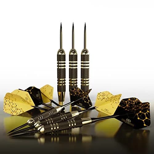 CC-Exquisite Premium Steel Tip Darts Set - Brass Barrels, Metal Tips, 12 Shafts, Flights, Dart Tool & Case thumbnail 2
