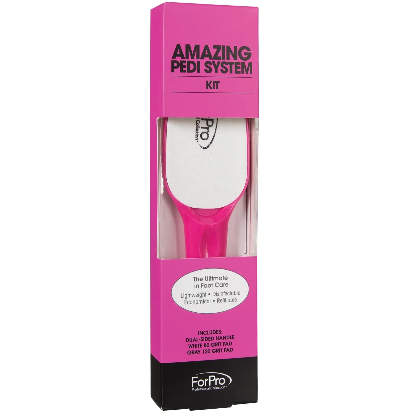 ForPro Professional Collection Amazing Pedi System Kit Pink 10-inch File with 6 Refill Strips | Double-Sided Professional Quality Pedicure File for Heels - main product image