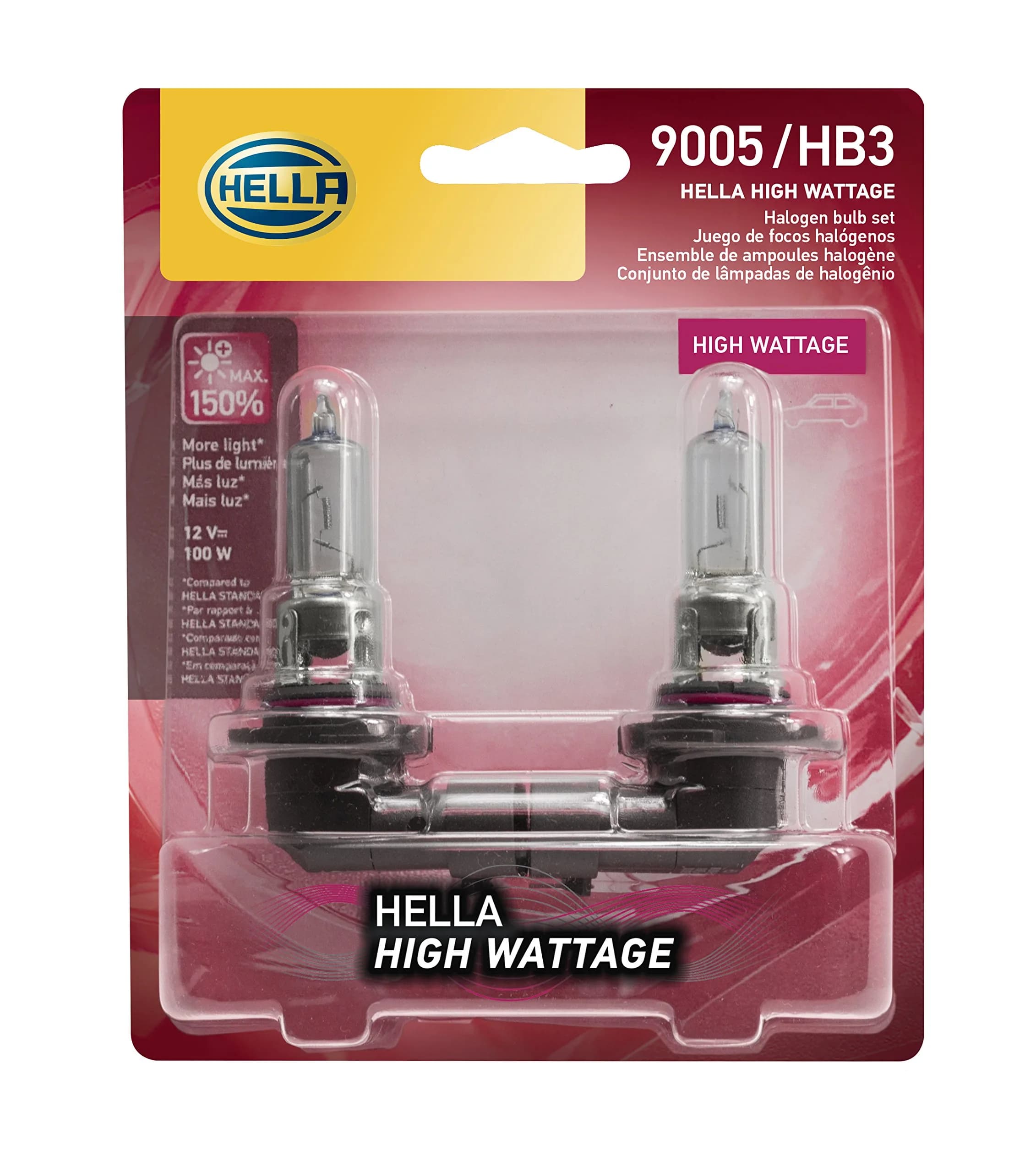 Hella Optilux XY Series HB3 9005 Xenon Yellow Halogen Bulbs, 12V, 65W, 2 Pack - main product image