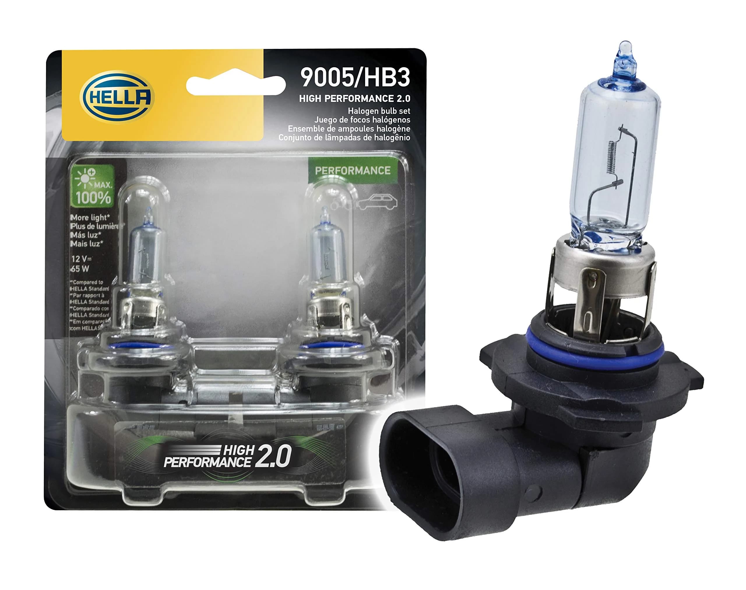 Hella Optilux XY Series HB3 9005 Xenon Yellow Halogen Bulbs - 12V, 65W, 2 Pack - main product image