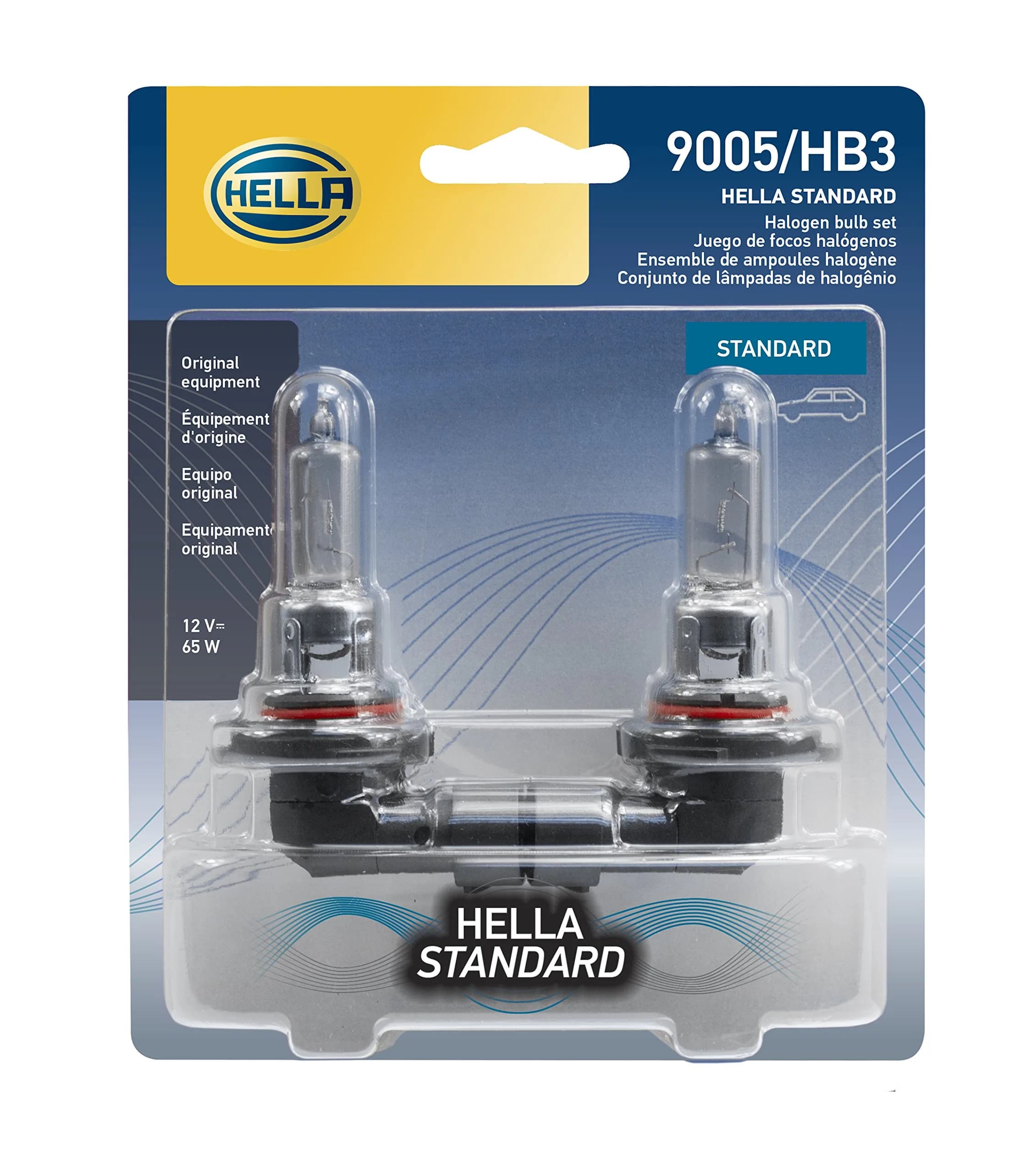 Hella Optilux XY Series HB3 9005 Xenon Yellow Halogen Bulbs, 12V, 65W, 2 Pack - main product image