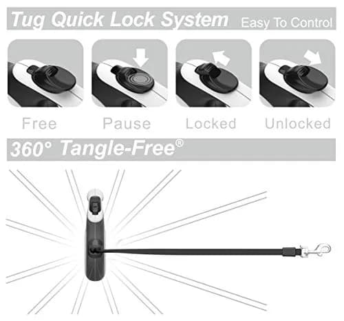 TUG Original Retractable Dog Leash, 16 ft (Large, White) | Tangle-Free 360° Tape Movement thumbnail 4