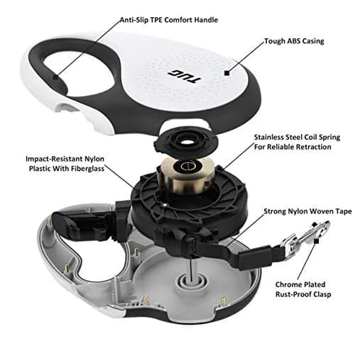 TUG Original Retractable Dog Leash, 16 ft (Large, White) | Tangle-Free 360° Tape Movement thumbnail 5