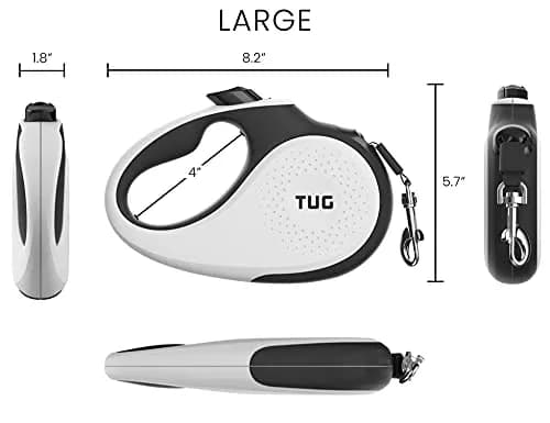 TUG Original Retractable Dog Leash, 16 ft (Large, White) | Tangle-Free 360° Tape Movement thumbnail 3