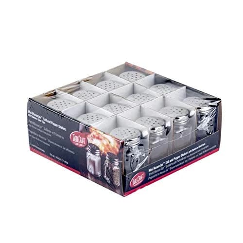 Tablecraft Mini Mason Salt & Pepper Shakers with Stainless Steel Top, 1.5 oz (44ml) each | 12-Pack for Tabletop & Events thumbnail 1