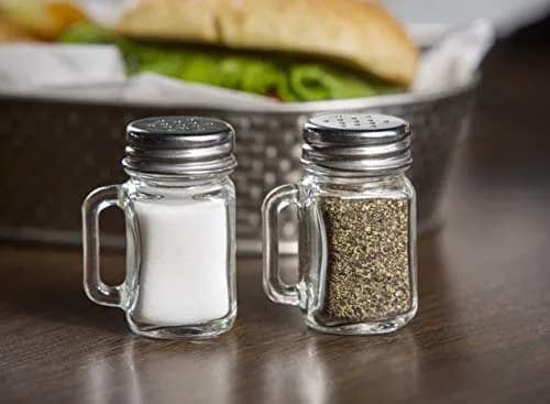 Tablecraft Mini Mason Salt & Pepper Shakers with Stainless Steel Top, 1.5 oz (44ml) each | 12-Pack for Tabletop & Events thumbnail 3