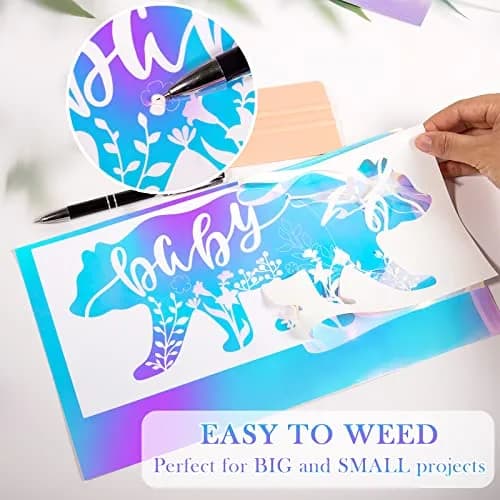 VINYL FROG Opal White Adhesive Vinyl 12" x 5ft (0.3m x 1.52m) | Holographic Craft Vinyl for DIY Projects thumbnail 2