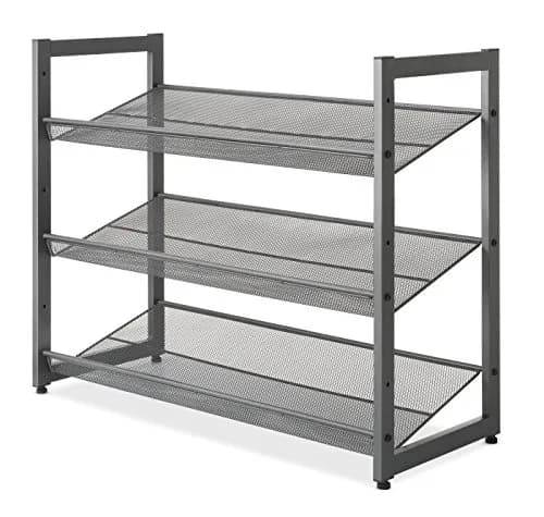 Whitmor 3-Tier Steel Mesh Shoe Rack 29.38" W x 12" D x 24.63" H | Adjustable Metal Shoe Organizer with Lipped Edge thumbnail 1