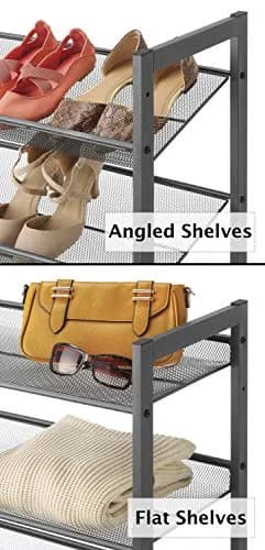 Whitmor 3-Tier Steel Mesh Shoe Rack 29.38" W x 12" D x 24.63" H | Adjustable Metal Shoe Organizer with Lipped Edge thumbnail 6