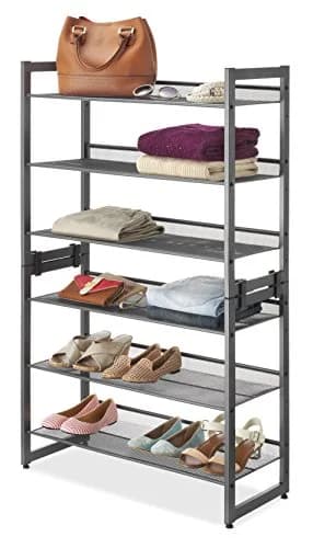 Whitmor 3-Tier Steel Mesh Shoe Rack 29.38" W x 12" D x 24.63" H | Adjustable Metal Shoe Organizer with Lipped Edge thumbnail 7