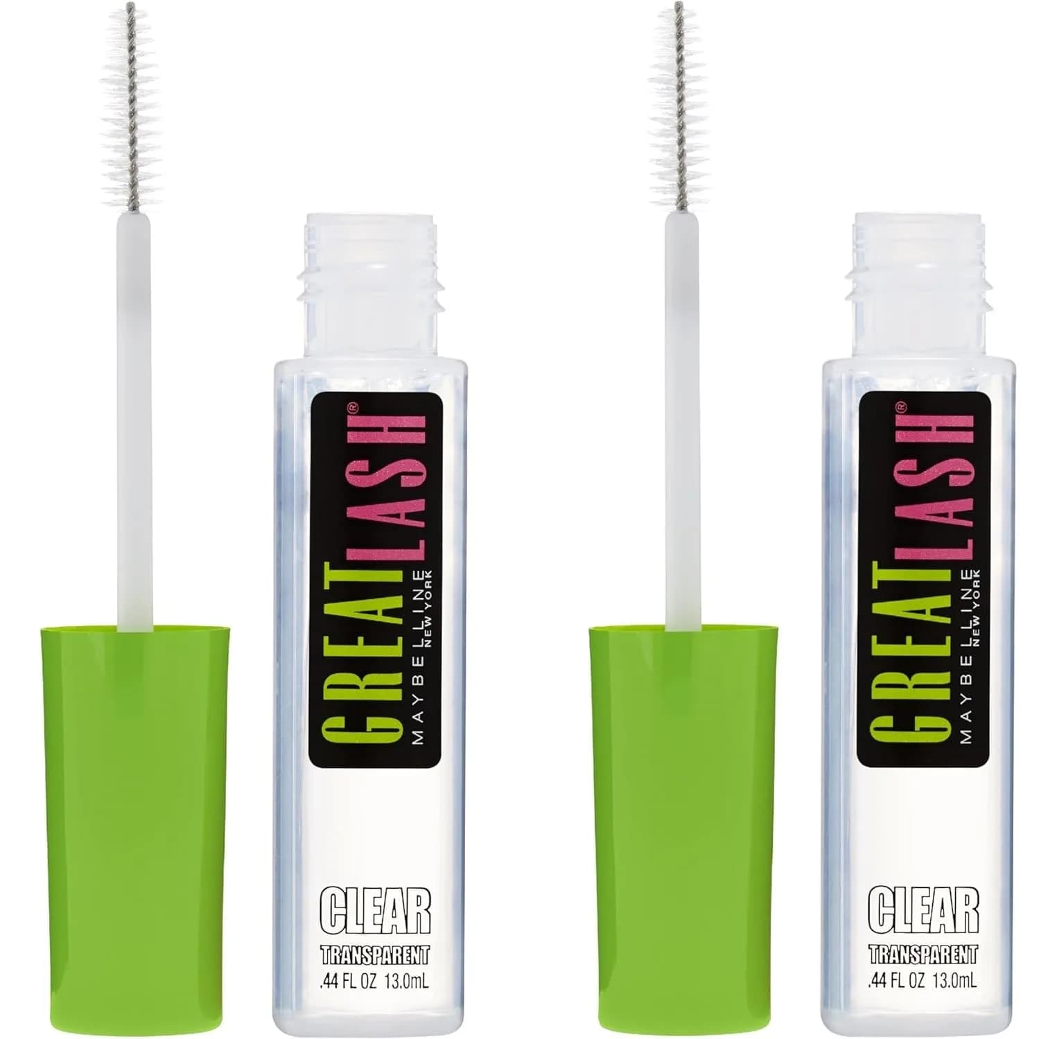 Maybelline Great Lash Washable Mascara Makeup, Volumizing Lash-Doubling Formula That Conditions As It Thickens, Very Black, 2 Count | Hypoallergenic Formula — Clear / 0.44 Fl Oz