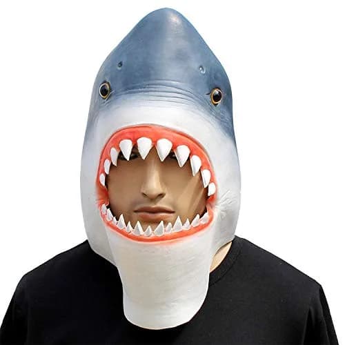 CreepyParty Shark Mask for Adults, Natural Latex Full Head Mask | Scary Sea Creature Costume for Halloween & Cosplay thumbnail 2