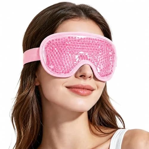 NEWGO Cooling Eye Mask for After Surgery, Reusable Gel Face Ice Pack, Blue (127 g) | Soothing Relief for Puffy Eyes, Headaches, Dark Circles — Light Pink