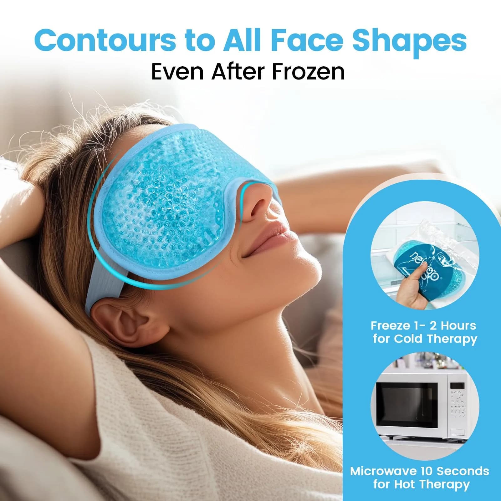 NEWGO Cooling Eye Mask for After Surgery, Reusable Gel Face Ice Pack, Blue (127 g) | Soothing Relief for Puffy Eyes, Headaches, Dark Circles - view 5