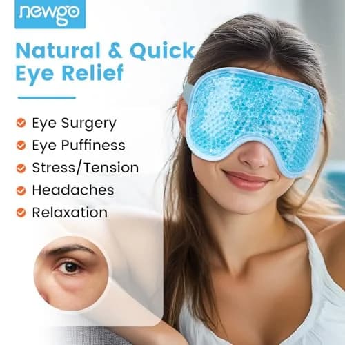 NEWGO Cooling Eye Mask for After Surgery, Reusable Gel Face Ice Pack, Blue (127 g) | Soothing Relief for Puffy Eyes, Headaches, Dark Circles thumbnail 2