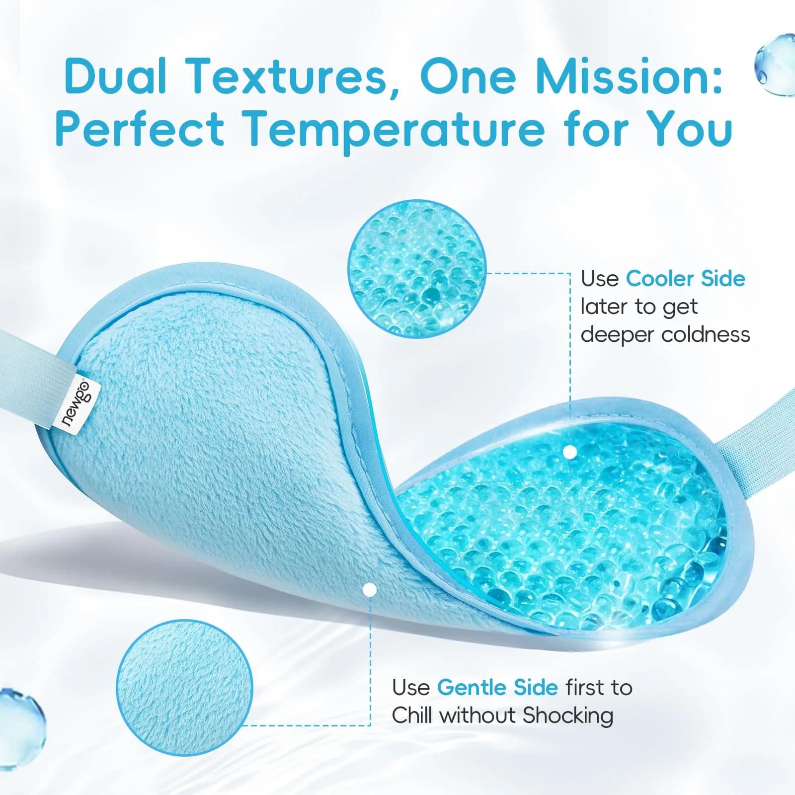 NEWGO Cooling Eye Mask for After Surgery, Reusable Gel Face Ice Pack, Blue (127 g) | Soothing Relief for Puffy Eyes, Headaches, Dark Circles - view 3