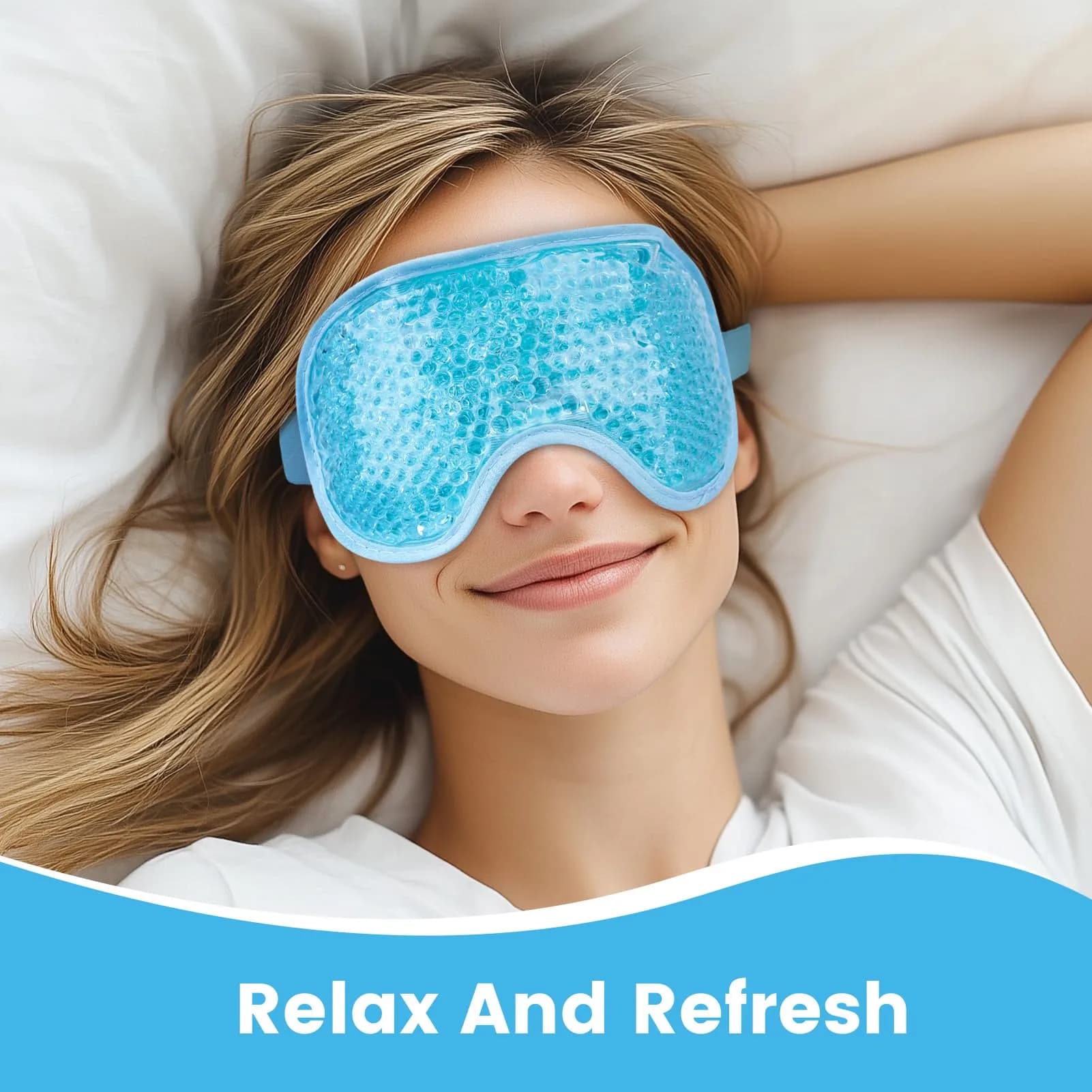 NEWGO Cooling Eye Mask for After Surgery, Reusable Gel Face Ice Pack, Blue (127 g) | Soothing Relief for Puffy Eyes, Headaches, Dark Circles - view 4