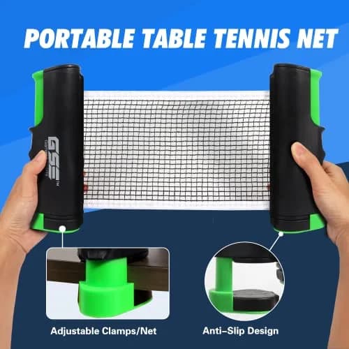 GSE Games & Sports Expert Retractable Ping Pong Net & Post, Adjustable Table Tennis Clamps, Black | Portable & Easy Setup for All Ages thumbnail 3