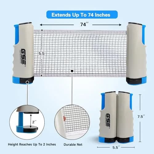 GSE Games & Sports Expert Grey Sport Table Game | Retractable Net & Post, Adjustable, Portable, Easy Setup thumbnail 2