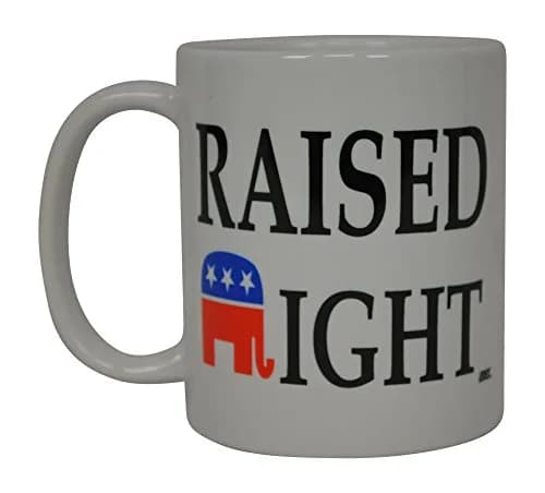 Rogue River Tactical Funny Raised Right Novelty Coffee Mug 11oz | Perfect for Coffee Lovers & Conservatives - main product image