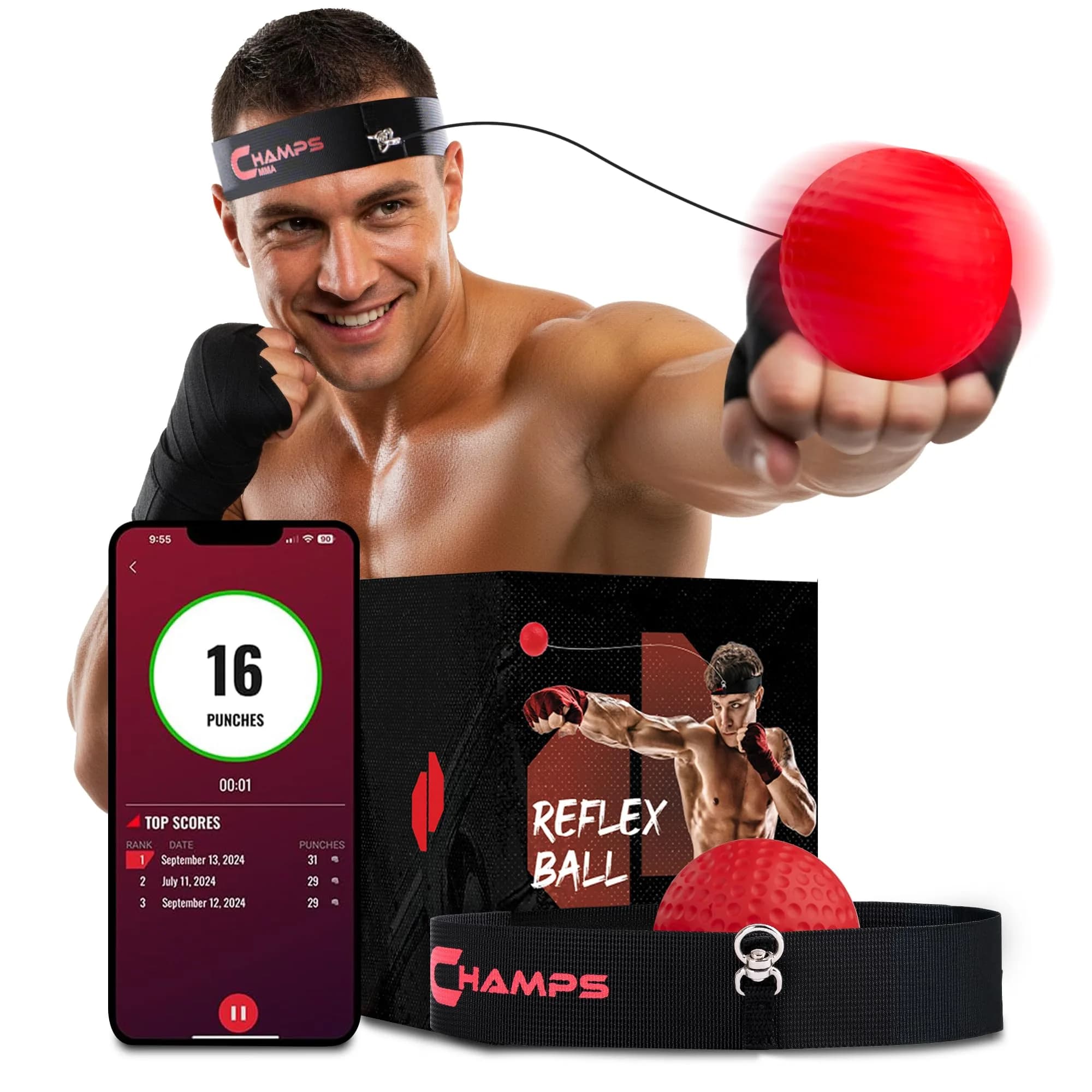 Champs MMA Boxing Reflex Ball 20.87 inches x 5" | Reaction & Hand-Eye Coordination - main product image