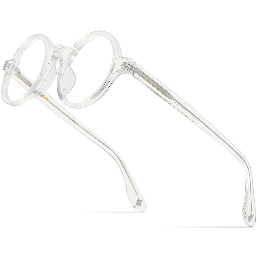 HEPIDEM Vintage Round Optical Glasses Frame 42mm (Clear) | Lightweight Acetate Full Rim - main product image