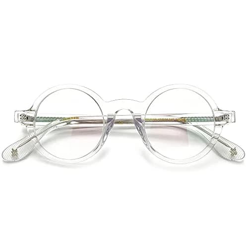 HEPIDEM Vintage Round Optical Glasses Frame 42mm (Clear) | Lightweight Acetate Full Rim thumbnail 4