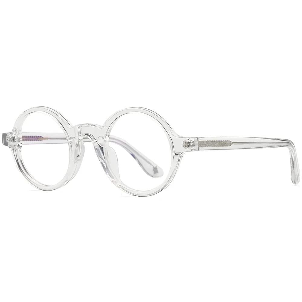 HEPIDEM Vintage Round Optical Glasses Frame 42mm (Clear) | Lightweight Acetate Full Rim - view 5