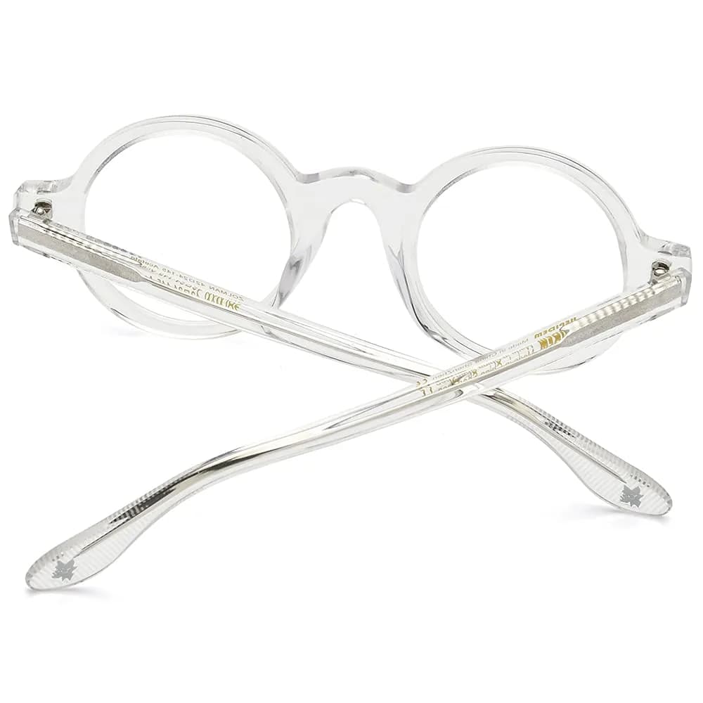 HEPIDEM Vintage Round Optical Glasses Frame 42mm (Clear) | Lightweight Acetate Full Rim - view 6