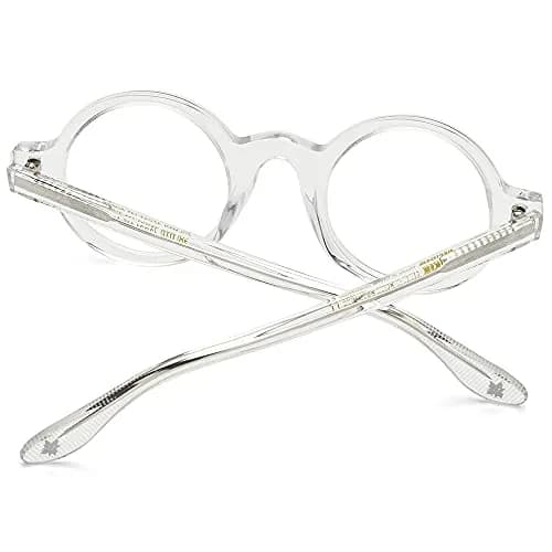 HEPIDEM Vintage Round Optical Glasses Frame 42mm (Clear) | Lightweight Acetate Full Rim thumbnail 6