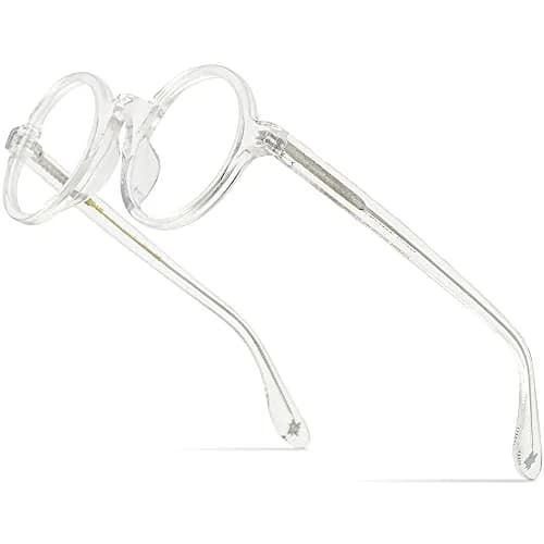 HEPIDEM Vintage Round Optical Glasses Frame 42mm (Clear) | Lightweight Acetate Full Rim thumbnail 1