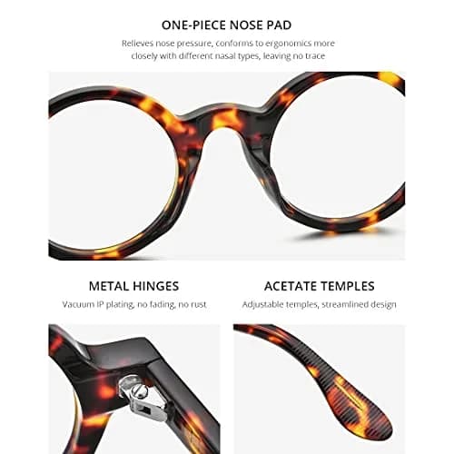 HEPIDEM Vintage Round Optical Glasses Frame 42mm (Clear) | Lightweight Acetate Full Rim thumbnail 2