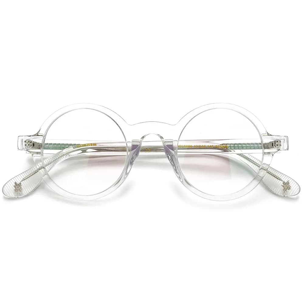 HEPIDEM Vintage Round Optical Glasses Frame 42mm (Clear) | Lightweight Acetate Full Rim - view 4