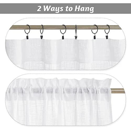 RYB HOME White Semi Sheer Curtains 52"W x 84"L | Elegant Linen Look for Living Room thumbnail 4