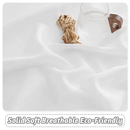 RYB HOME White Semi Sheer Curtains 52"W x 84"L | Elegant Linen Look for Living Room thumbnail 5