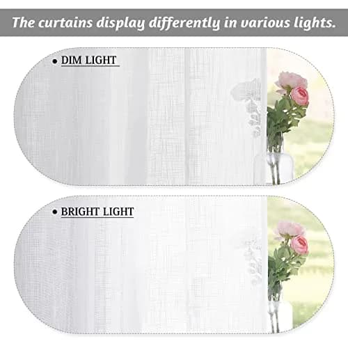 RYB HOME White Semi Sheer Curtains 52"W x 84"L | Elegant Linen Look for Living Room thumbnail 3