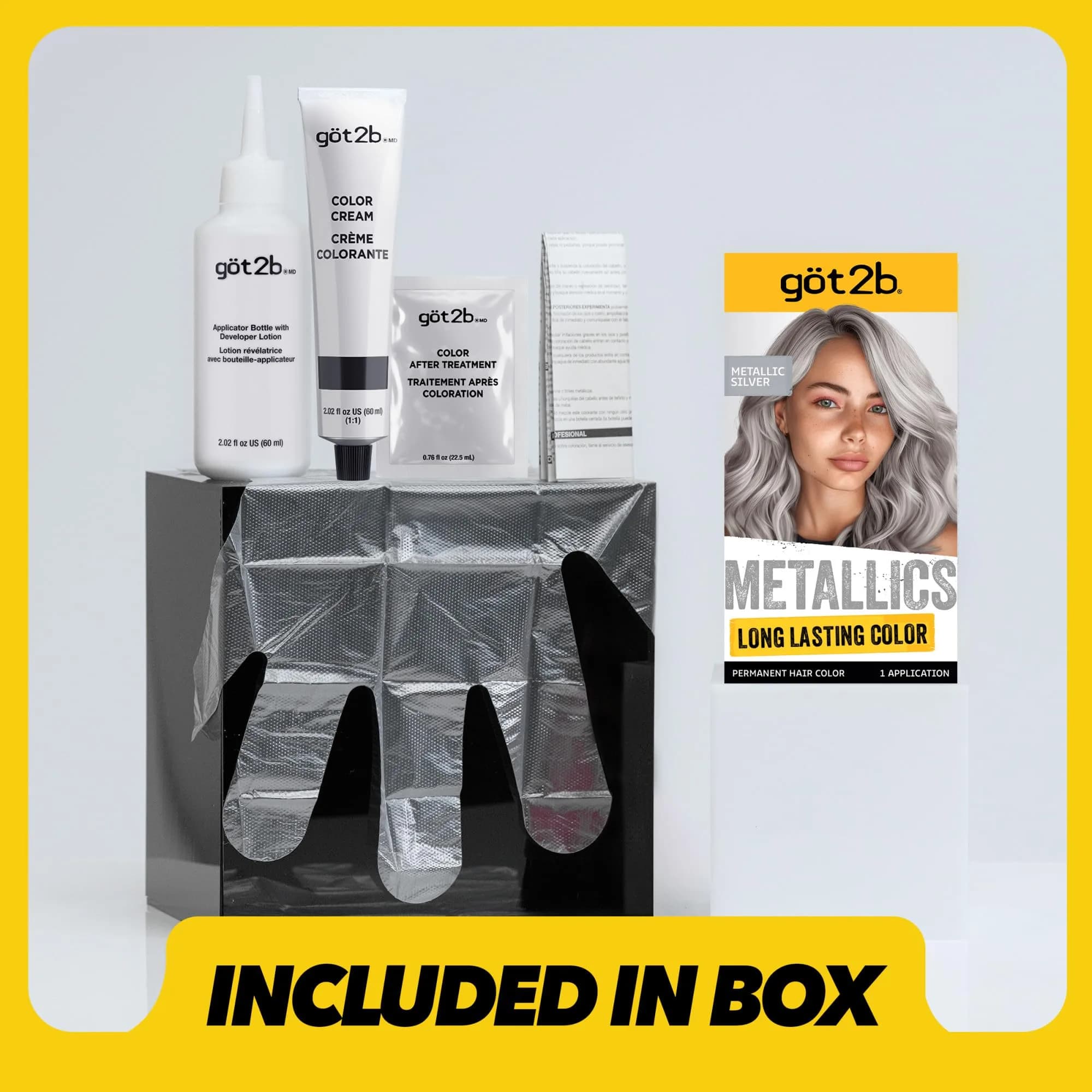 Got2B Metallics Permanent Hair Color M71 Metallic Silver 1 Count Cream | Multi-Dimensional Metallic Look - view 7