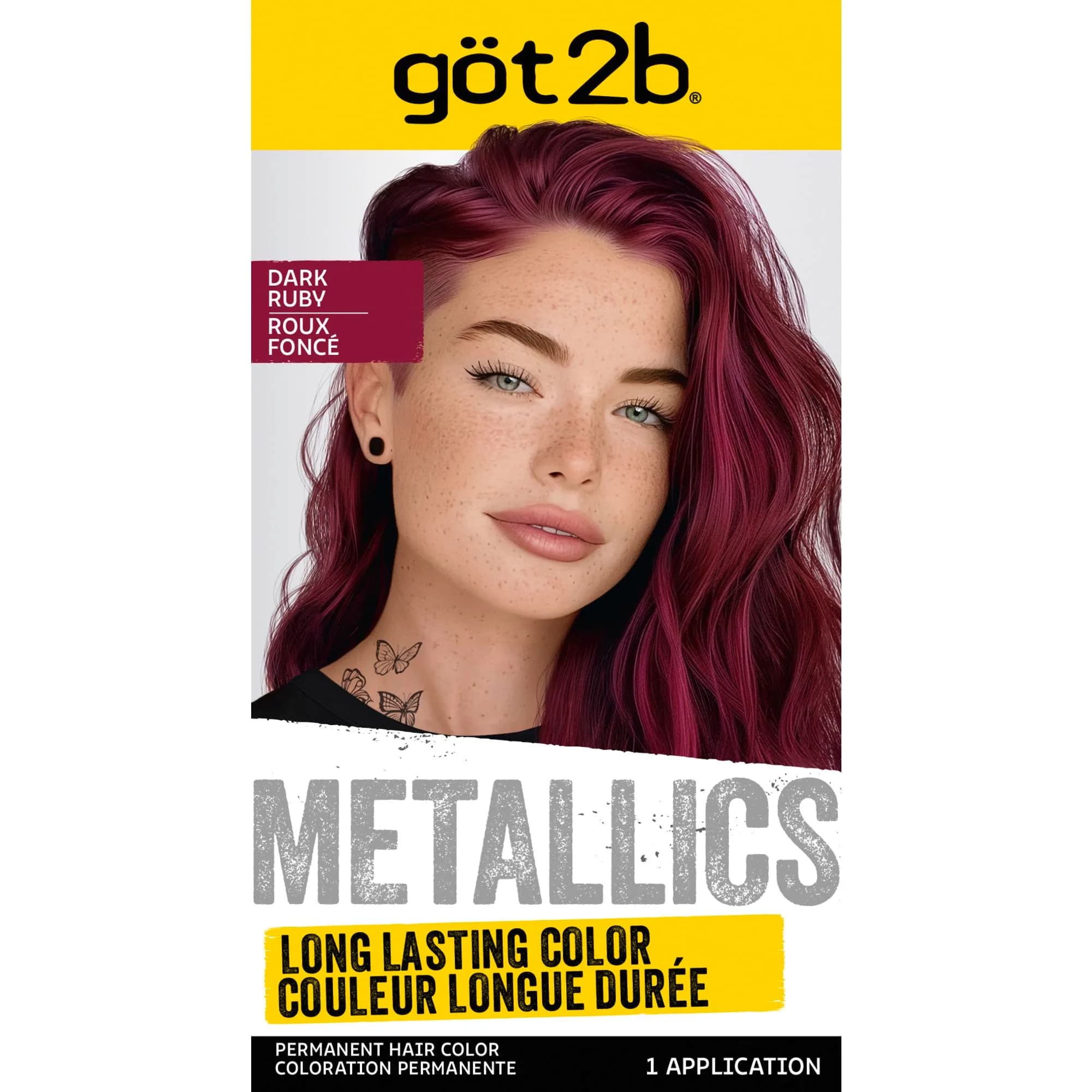 Got2B Metallics Permanent Hair Dye, Dark Ruby 68 | Vibrant Metallic Color, Up to 30 Washes, Complete Kit