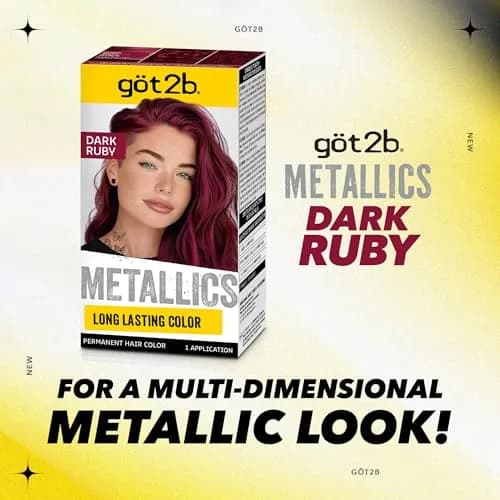 Got2B Metallics Permanent Hair Dye, Dark Ruby 68 | Vibrant Metallic Color, Up to 30 Washes, Complete Kit thumbnail 8