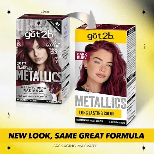 Got2B Metallics Permanent Hair Dye, Dark Ruby 68 | Vibrant Metallic Color, Up to 30 Washes, Complete Kit thumbnail 2