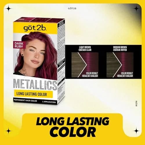 Got2B Metallics Permanent Hair Dye, Dark Ruby 68 | Vibrant Metallic Color, Up to 30 Washes, Complete Kit thumbnail 3