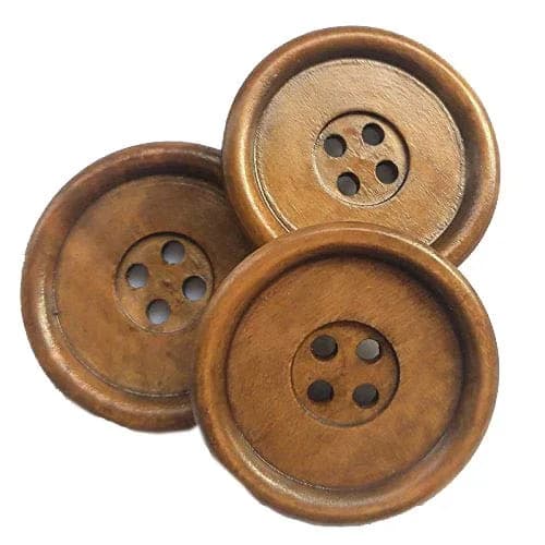 Chenkou Craft 30pcs 40mm Round Wood Buttons | Large Size Craft Sewing Buttons (Brown) thumbnail 1