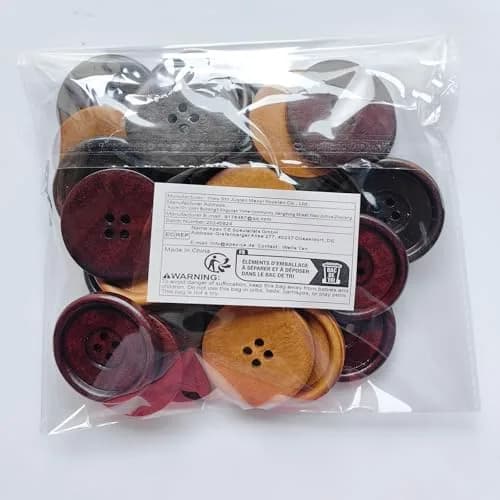 Chenkou Craft 30pcs 40mm Round Wood Buttons | Big Size Craft Sewing Buttons thumbnail 9