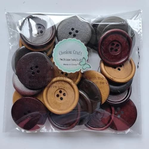 Chenkou Craft 30pcs 40mm Round Wood Buttons | Big Size Craft Sewing Buttons thumbnail 10