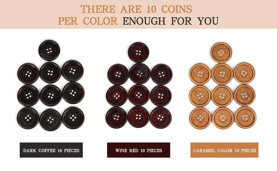 Chenkou Craft 30pcs 40mm Round Wood Buttons | Big Size Craft Sewing Buttons thumbnail 7